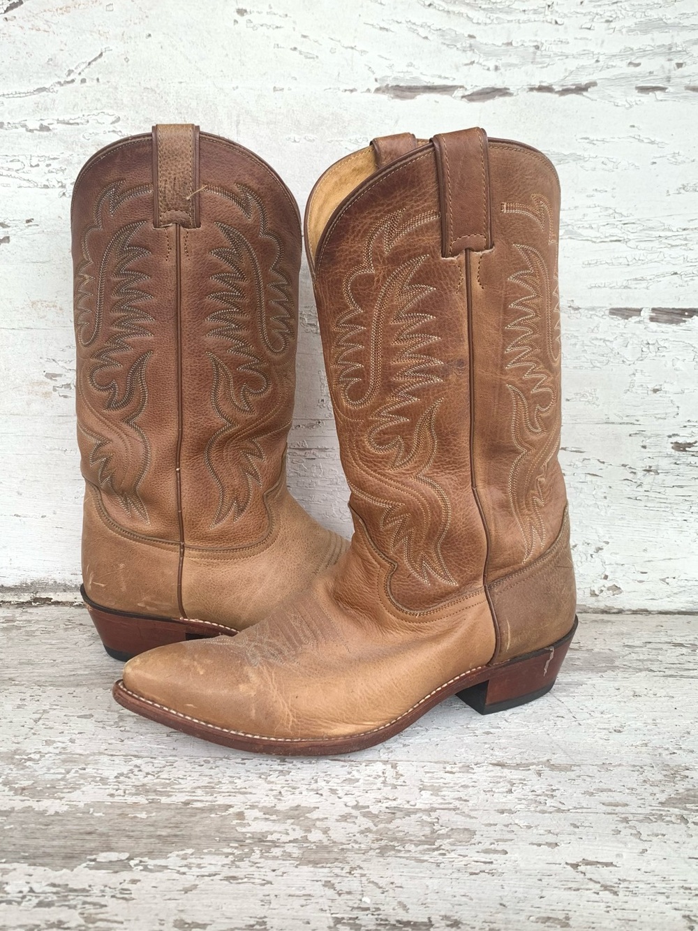 Men’s Vintage Justin Brown Pointed Toe Western Cowboy Boots 9.5EE